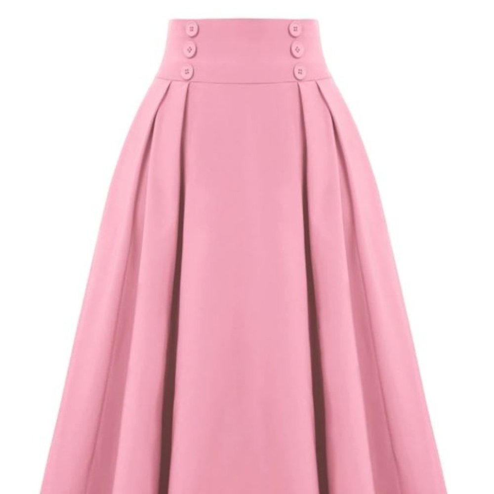Pink Belle Poque midi skirt with pockets